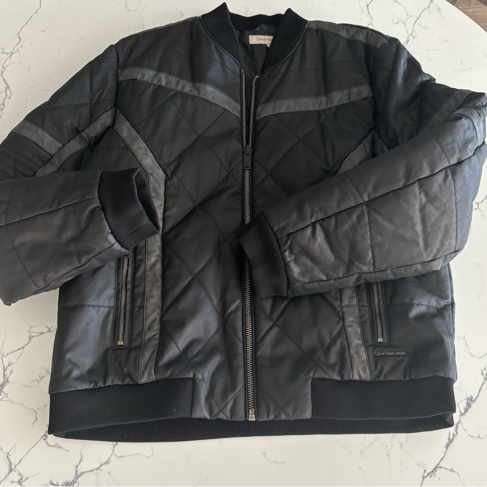 Calvin Klein Black and Gray Quilted Jacket